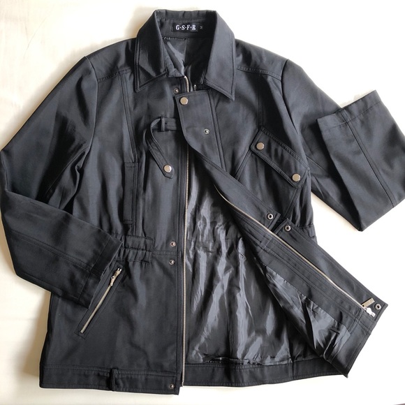 Jackets & Blazers - Dark Blue Zipper Pockets Utility Jacket M